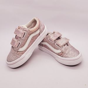 Vans Sneakers Little Girls Glitter Shoes Velcro Closures Sz 7